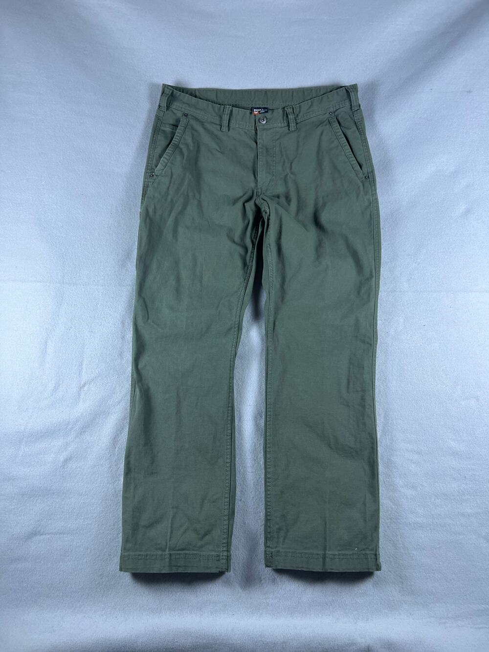 Eddie Bauer Pants Mens 36x32 Green Straight Canvas Cargo Utility Work Carpenter